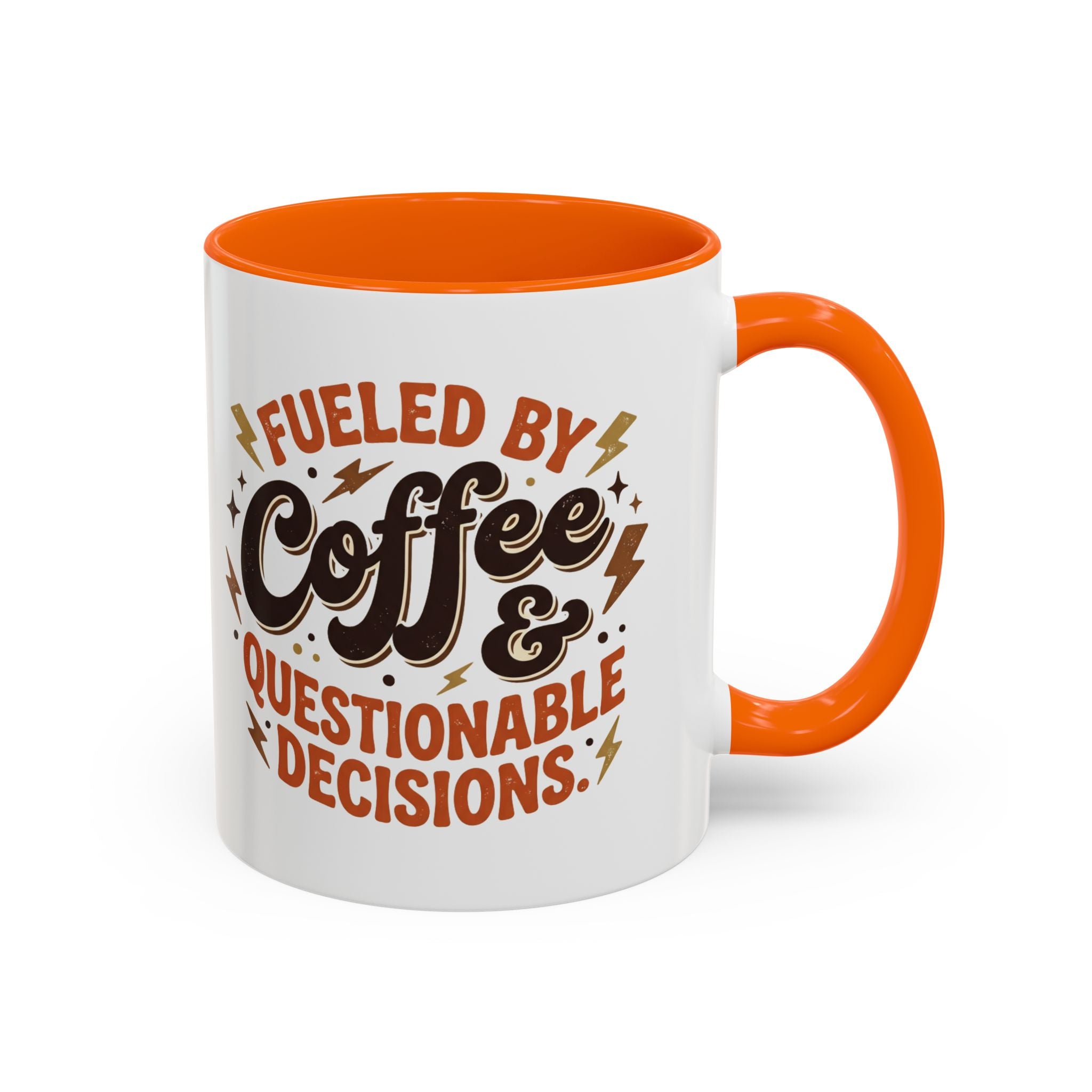 Coffee Mug — "Fueled by Coffee & Questionable Decisions" Accent Ceramic Mug