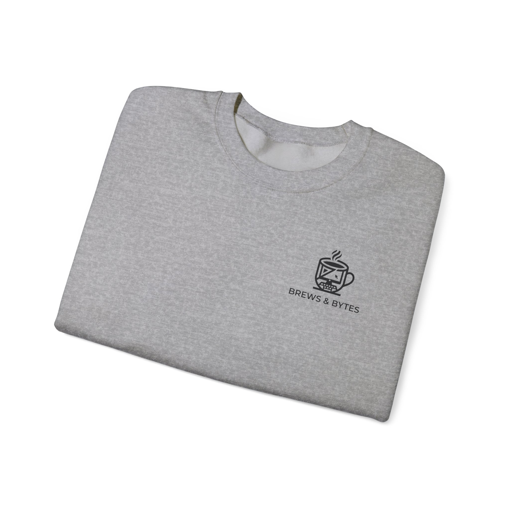 Coffee & Cats Crewneck Sweatshirt — Brew & Purr Minimal Chest Logo