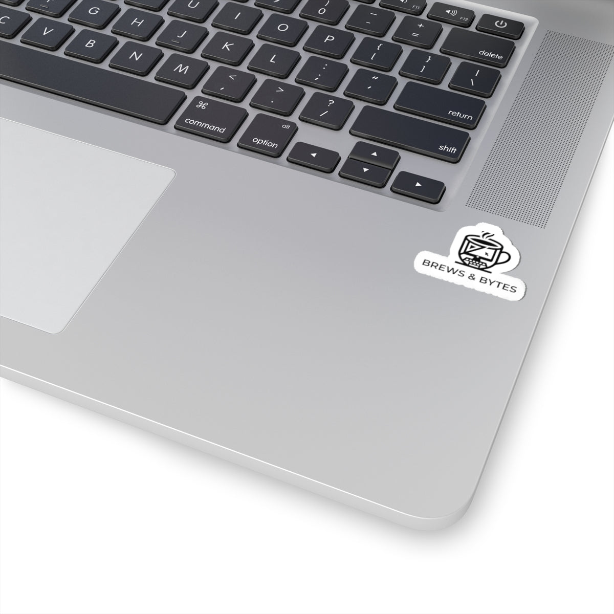 Brews & Bytes Kiss-Cut Sticker — Coffee & Coding Laptop Decal