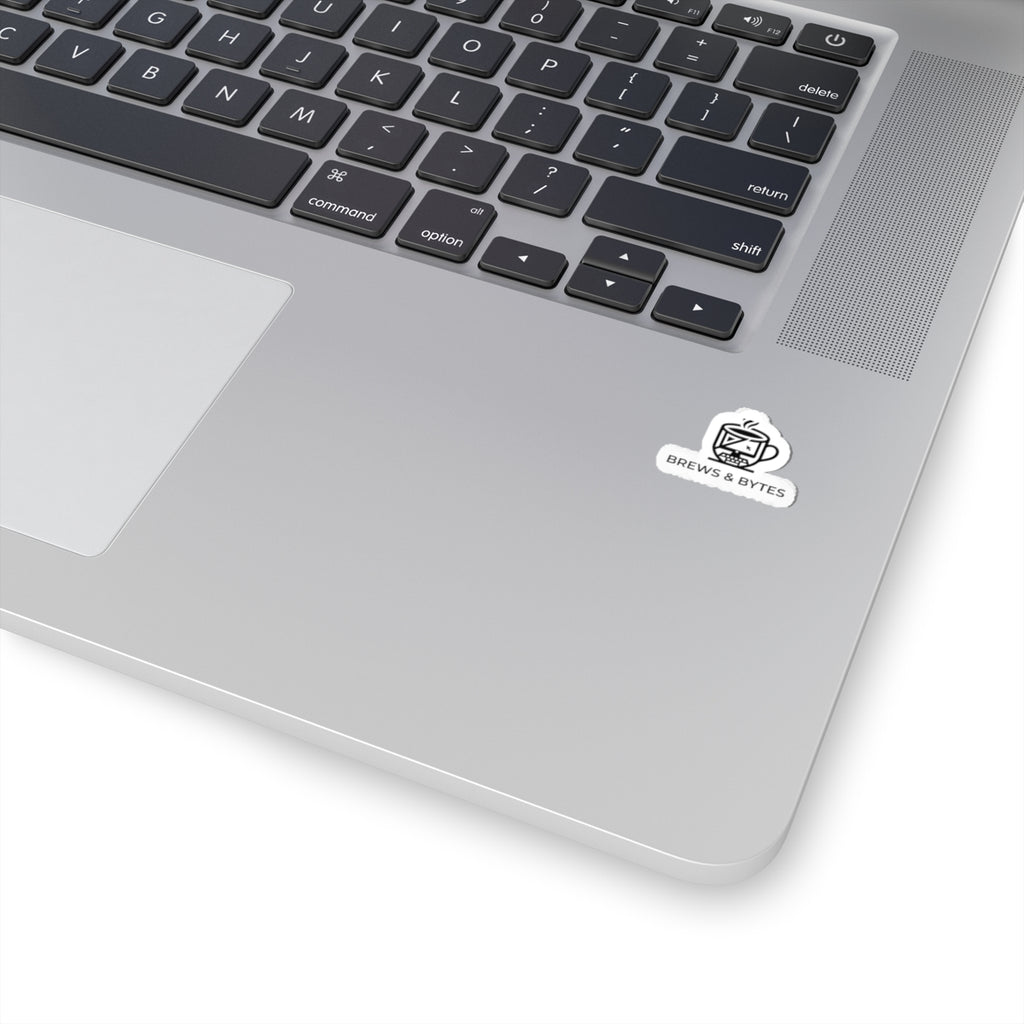 Brews & Bytes Kiss-Cut Sticker — Coffee & Coding Laptop Decal