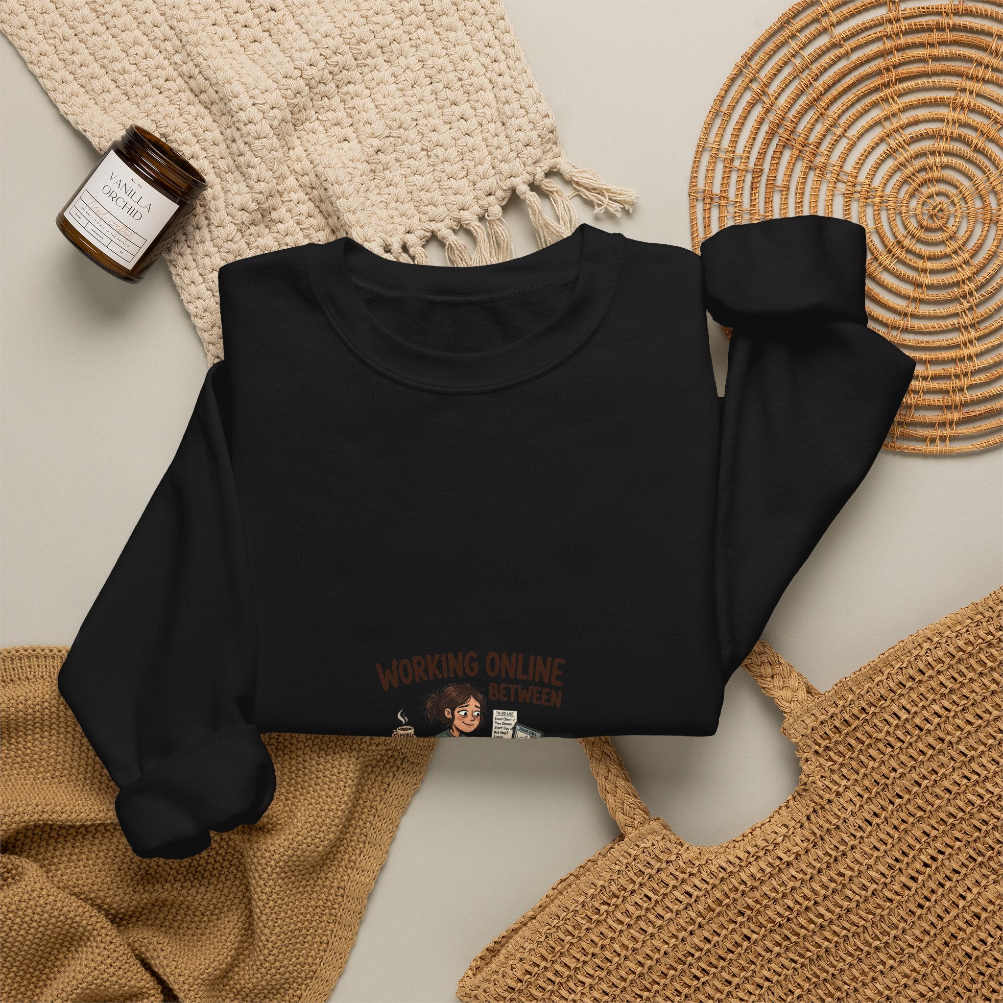 Working Online, Half Time at Home Sweatshirt — Remote Work Crewneck
