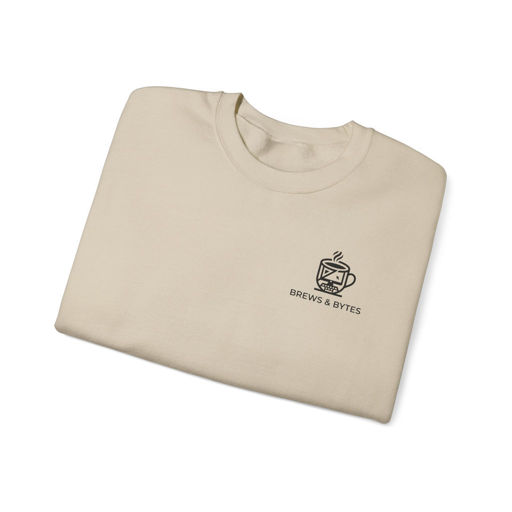 Coffee & Cats Crewneck Sweatshirt — Brew & Purr Minimal Chest Logo