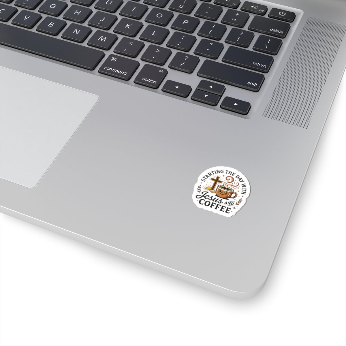 Starting the Day with Jesus and Coffee Kiss-Cut Sticker