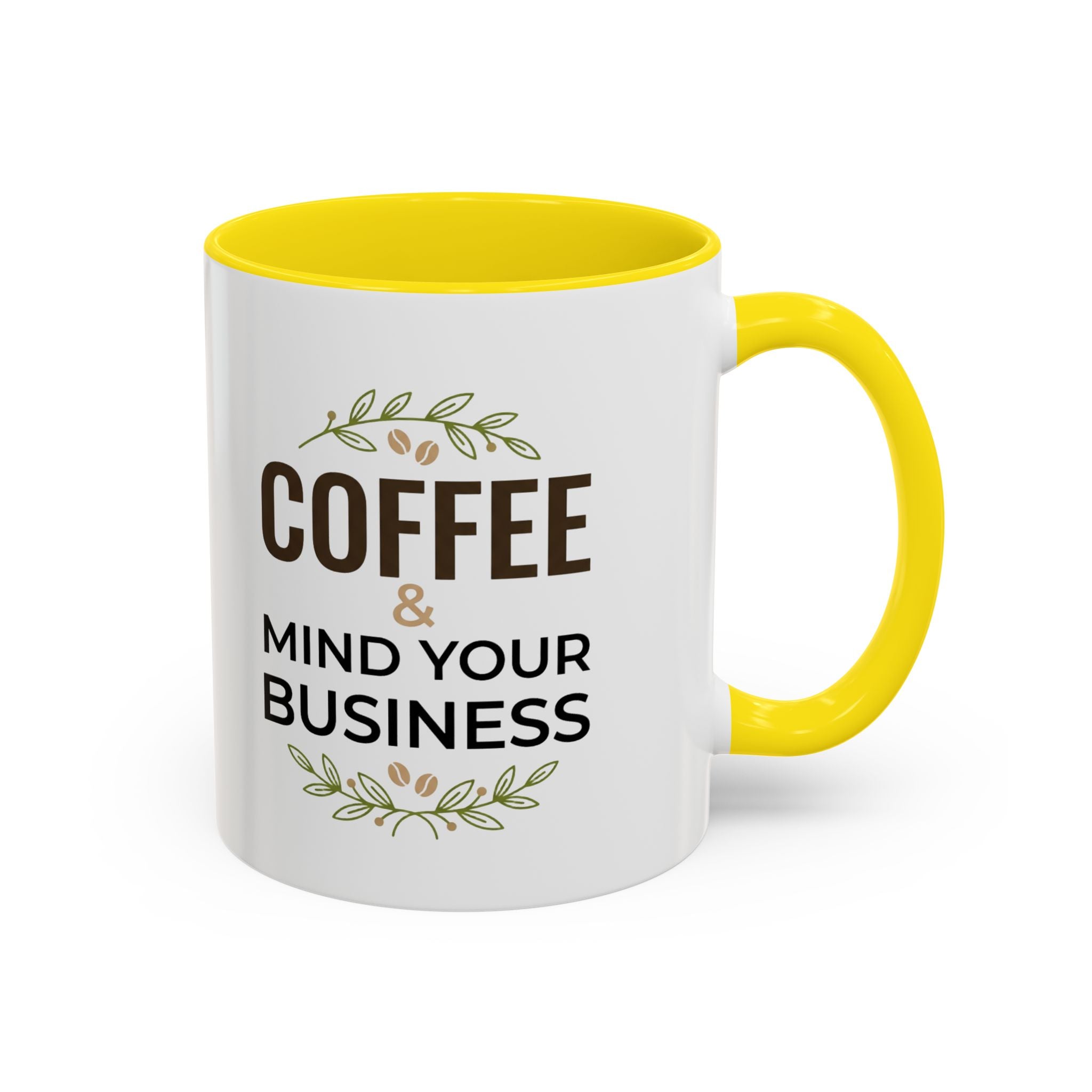 Coffee Mug — "Coffee & Mind Your Business" Accent Ceramic Mug (11/15 oz)