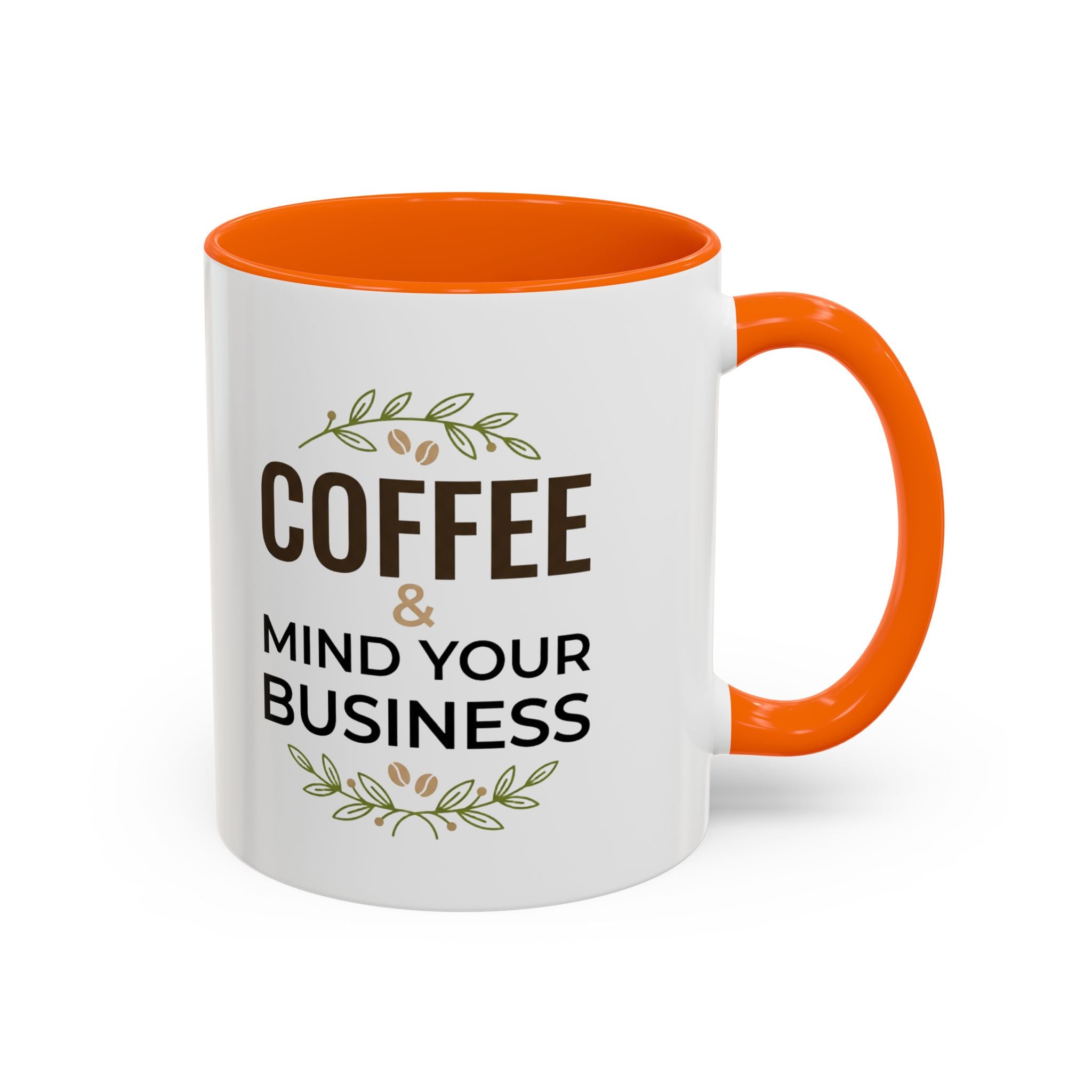 Coffee Mug — "Coffee & Mind Your Business" Accent Ceramic Mug (11/15 oz)