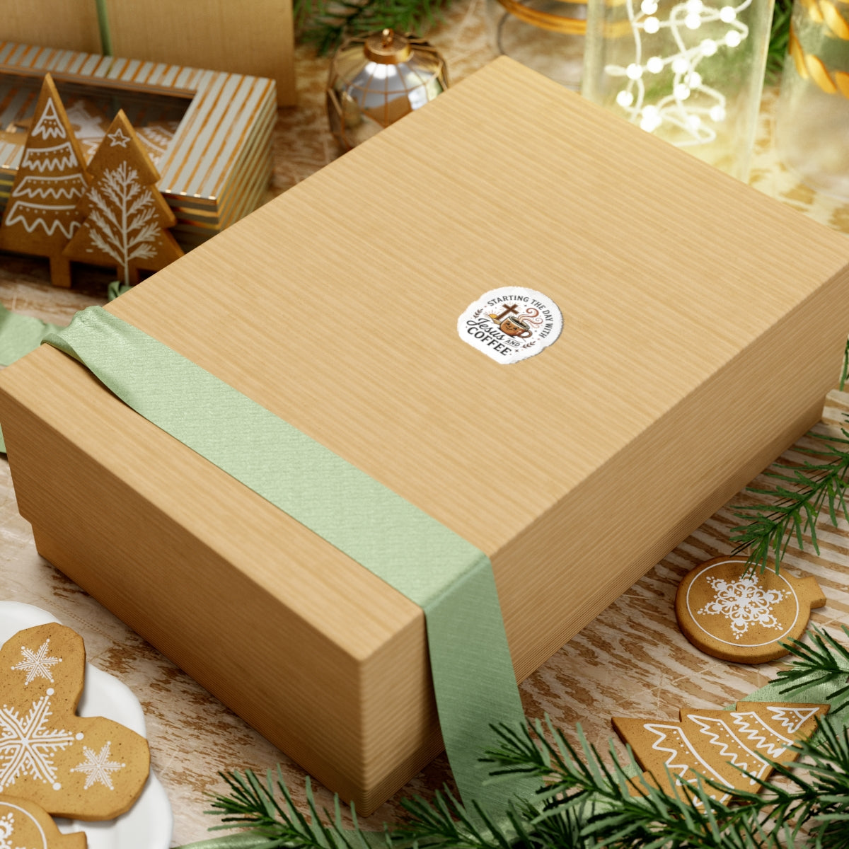 Starting the Day with Jesus and Coffee Kiss-Cut Sticker