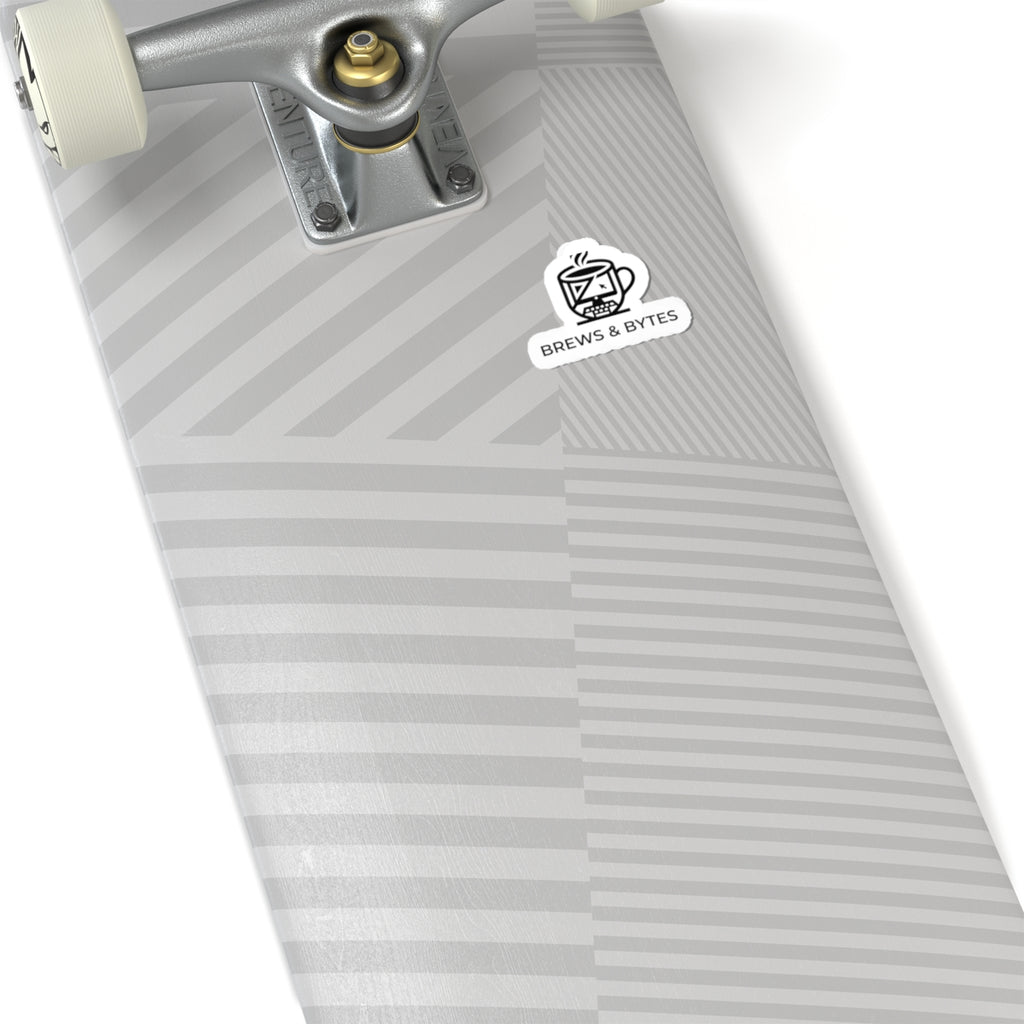 Brews & Bytes Kiss-Cut Sticker — Coffee & Coding Laptop Decal