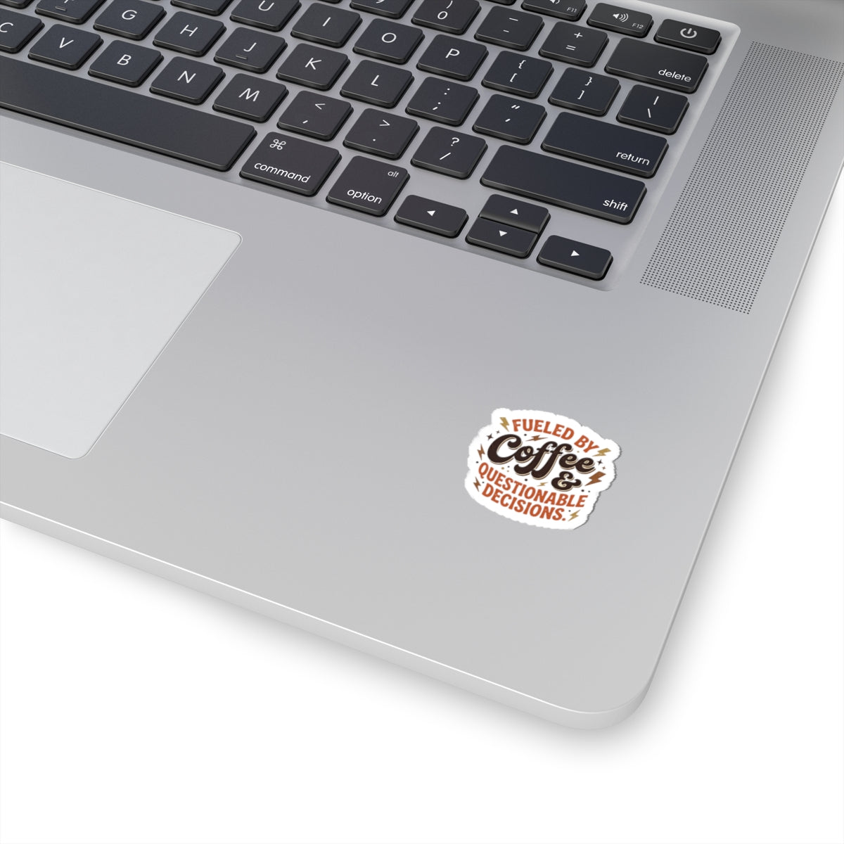 Kiss-Cut Sticker — “Fueled by Coffee & Questionable Decisions” Retro Coffee Decal