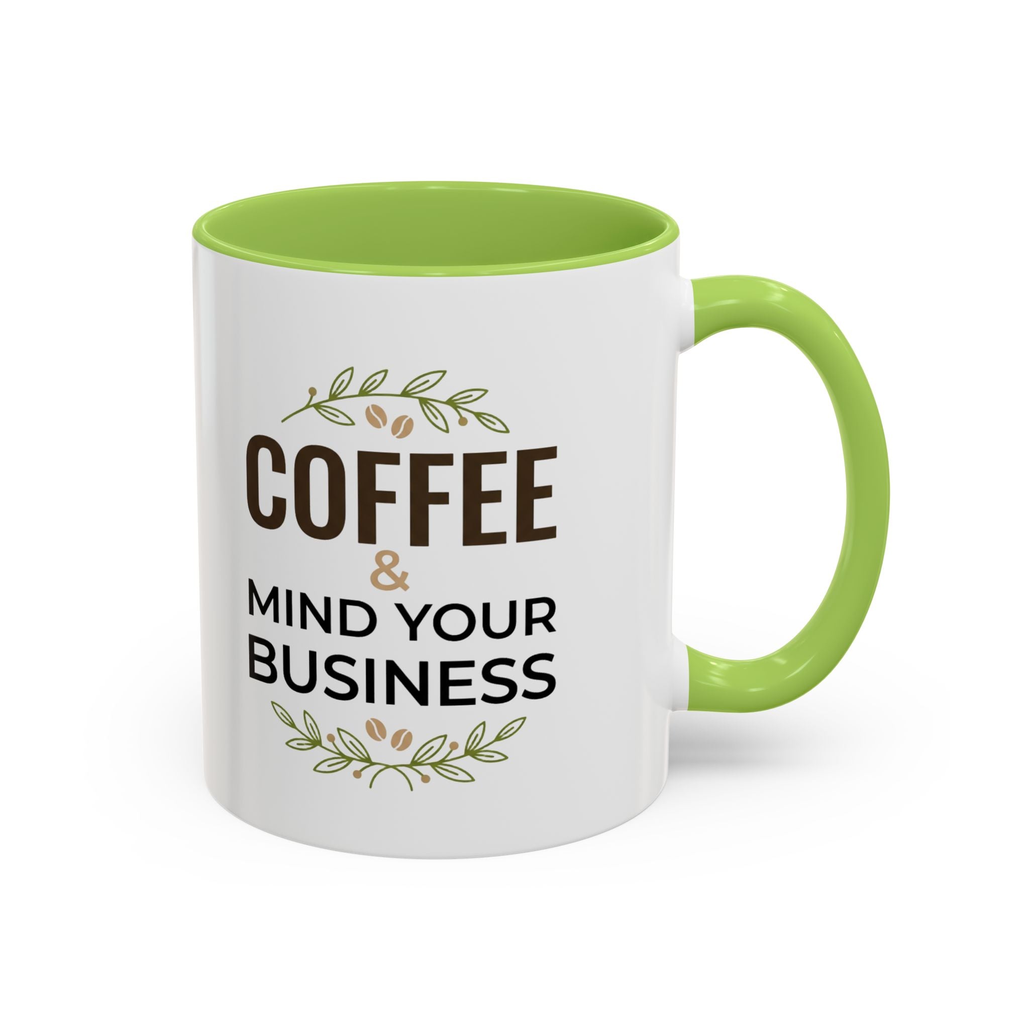 Coffee Mug — "Coffee & Mind Your Business" Accent Ceramic Mug (11/15 oz)