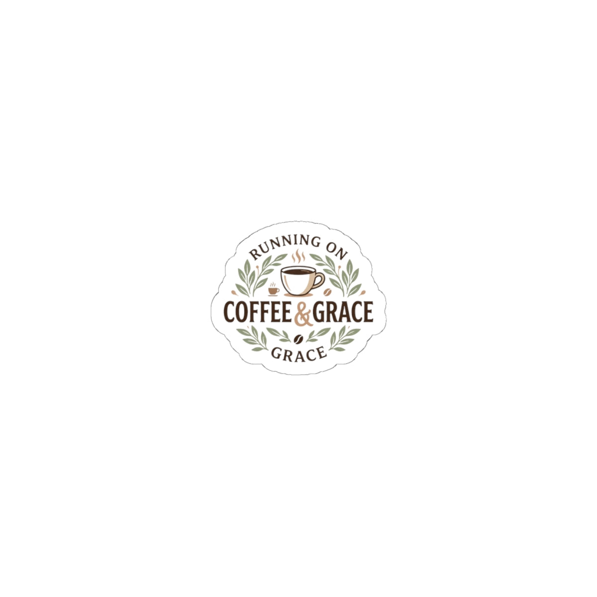 Coffee & Grace Kiss-Cut Sticker — 'Running on Coffee & Grace' Decorative Laptop Decal