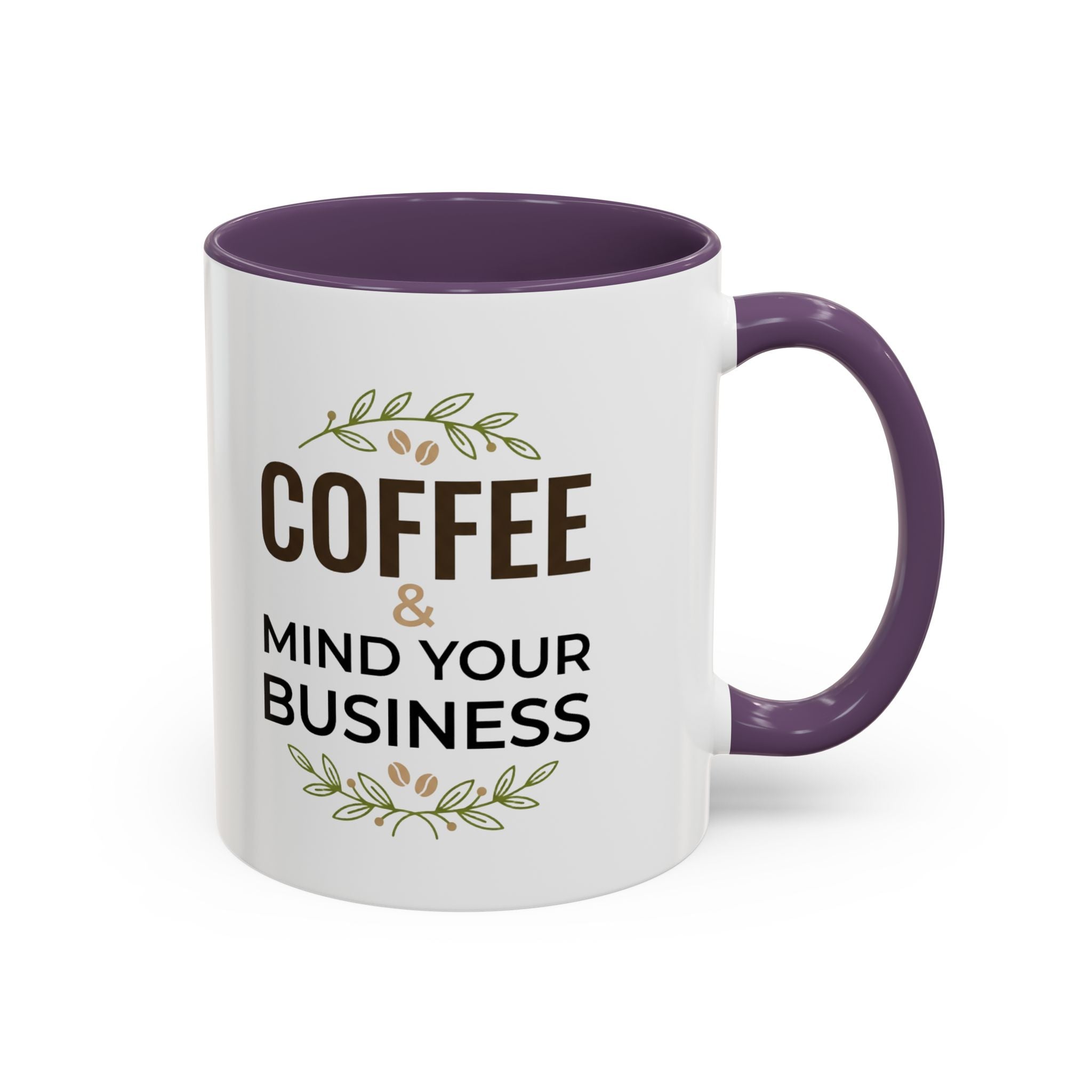 Coffee Mug — "Coffee & Mind Your Business" Accent Ceramic Mug (11/15 oz)