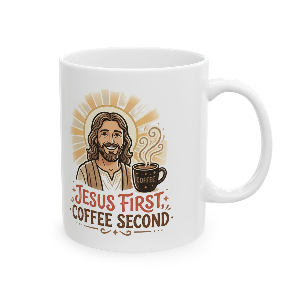 Jesus Loves Coffee Ceramic Mug — Faith-Based Christian Coffee Mug (11oz, 15oz)